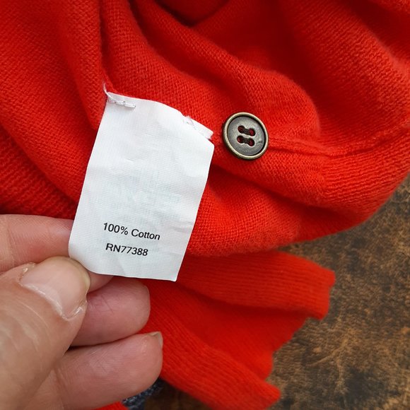 J. CREW ORANGE V NECK 100% COTTON CARDIGAN SIZE XL - Picture 4 of 5